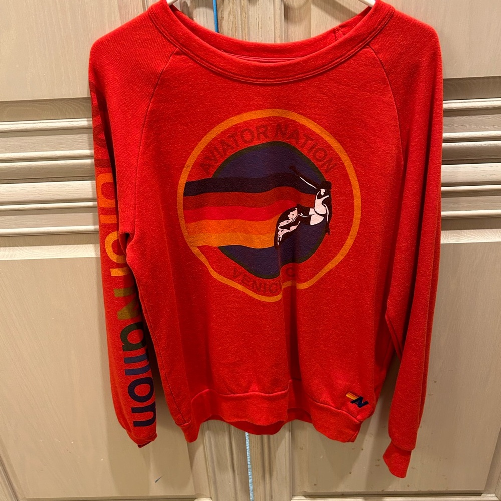 Aviator Nation Red Sweatshirt with Logo
